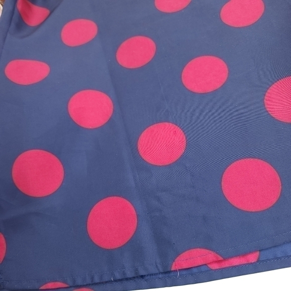 TALBOTS  Navy Red Polka Dot Pleated Sleeveless Polka Top Sz 10 - Picture 6 of 7